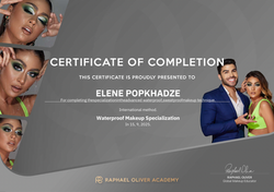 Waterproof makeup specialization certificate for Elene Popkhadze